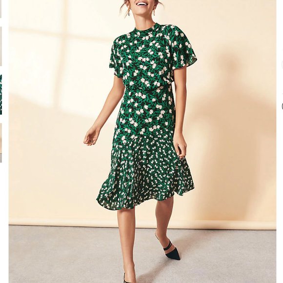 ann taylor mixed floral flare dress Ann Taylor Floral Ruffle Flare Dress Women's Size 0 Cottage Prairie Fields Flowy
